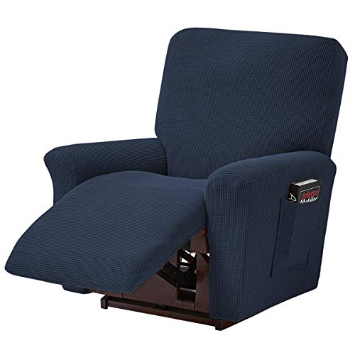 ele ELEOPTION Recliner Sofabezug, Stretch Ruhesessel Bezug, Spandex Jacquard 4-teilige Relaxsessel Bezug, Stretchhusse für Liegesessel Relaxsessel Massagesessel (Dunkelblau) von ele ELEOPTION