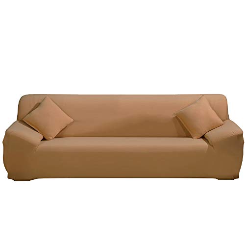 ele ELEOPTION Sofa Überwürfe Sofabezug Stretch elastische Sofahusse Sofa Abdeckung in Verschiedene Größe und Farbe Herstellergröße 235-300cm (Khaki, 4 Sitzer für Sofalänge 220-300cm) von ele ELEOPTION