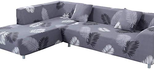 ele ELEOPTION Sofa Überwürfe elastische Stretch Sofabezug 2er Set 3 Sitzer für L Form Sofa inkl. 2 Stücke Kissenbezug von ele ELEOPTION