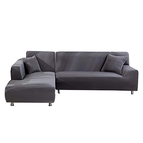 ele ELEOPTION Sofa Überwürfe elastische Stretch Sofabezug 2er Set 3 Sitzer für L Form Sofa inkl. 2 Stücke Kissenbezug von ele ELEOPTION