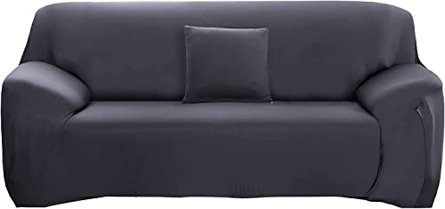 ele ELEOPTION Sofabezug Elastische Sofa Überwurf Couchbezug mit Anti-Rutsch-Schaumstoffe (Grau 4 Sitzer) von ele ELEOPTION