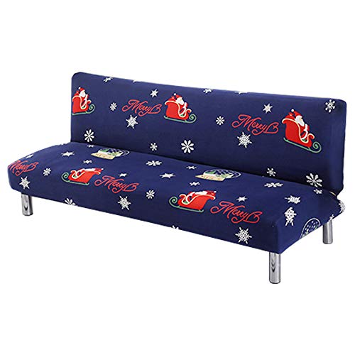 ele ELEOPTION Sofabezug Ohne Armlehnen, Moderner Druck Sofabezug 3 Sitzer Ohne Armlehne Stretch Couch überzug Armlose Sofabettüberzug für Faltbares Schlafsofa Ohne Armlehnen,180-210 cm (Weihnachten) von ele ELEOPTION