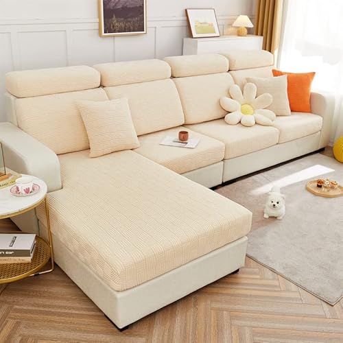 ele ELEOPTION Stretch Sofa Sitzkissenbezug,Upgraded Spandex rutschfest Sofasitzbezug,Sofabezug Couchbezug Sofa Überzug für Sofa Sitzkissen (Beige,1 Sitzer für Länge 65-95CM) von ele ELEOPTION