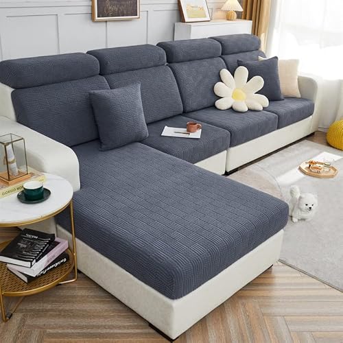 ele ELEOPTION Stretch Sofa Sitzkissenbezug,Upgraded Spandex rutschfest Sofasitzbezug,Sofabezug Couchbezug Sofa Überzug für Sofa Sitzkissen (Dunkelgrau,2 Sitzer für Länge 100-135CM) von ele ELEOPTION