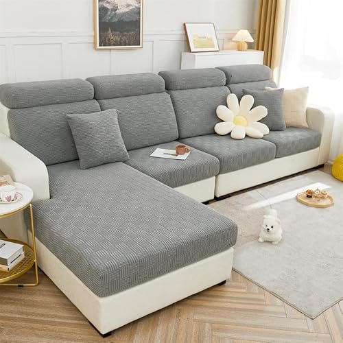 ele ELEOPTION Stretch Sofa Sitzkissenbezug,Upgraded Spandex rutschfest Sofasitzbezug,Sofabezug Couchbezug Sofa Überzug für Sofa Sitzkissen (Hellgrau,3 Sitzer für Länge 140-165CM) von ele ELEOPTION