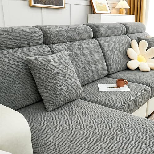 ele ELEOPTION Stretch Sofa Sitzkissenbezug,Upgraded Spandex rutschfest Sofasitzbezug,Sofabezug Couchbezug Sofa Überzug für Sofa Sitzkissen (Hellgrau,Kissenbezug 45X45CM) von ele ELEOPTION