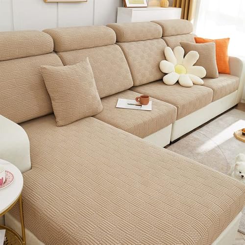 ele ELEOPTION Stretch Sofa Sitzkissenbezug,Upgraded Spandex rutschfest Sofasitzbezug,Sofabezug Couchbezug Sofa Überzug für Sofa Sitzkissen (Khaki,Kissenbezug 45X45CM) von ele ELEOPTION