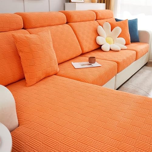 ele ELEOPTION Stretch Sofa Sitzkissenbezug,Upgraded Spandex rutschfest Sofasitzbezug,Sofabezug Couchbezug Sofa Überzug für Sofa Sitzkissen (Orange,Kissenbezug 45X45CM) von ele ELEOPTION