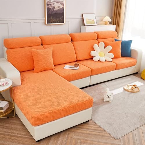 ele ELEOPTION Stretch Sofa Sitzkissenbezug,Upgraded Spandex rutschfest Sofasitzbezug,Sofabezug Couchbezug Sofa Überzug für Sofa Sitzkissen (Orange,Rücklehne Bezug für Länge 80-100CM) von ele ELEOPTION