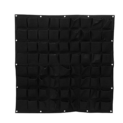 ele ELEOPTION Wand Pflanztasche,Vertikal Hängende Bepflanzung Taschen mit 72 Taschen inkl. 6 Haken für Kräuter oder Blumen, Deko für Ihren Garten und Ihre Terrasse (Schwarz) von ele ELEOPTION
