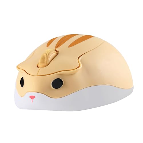 Kabellose Maus Cute Cartoon Hamster Shape Mouse Portable Travel 2.4GHz 1200DPI Optical Cordless Mouse mit USB-Empfänger Compact Silent Mäuse für Laptop PC Computer Mac für Kinder Geschenk, Gelb von elec Space