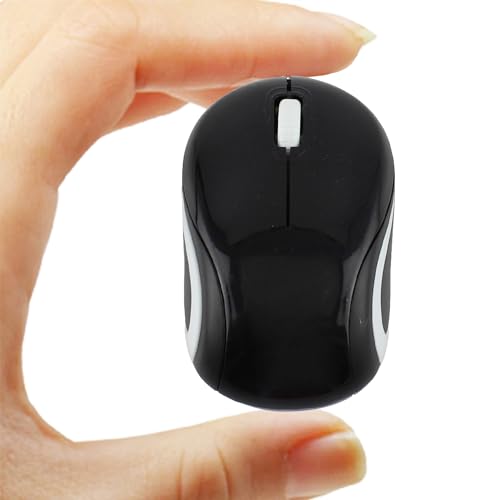 Kabellose Maus Niedliche Mini-Computermaus Kleine Größe Tasche Tragbare Kompakte Reise USB Optische Mäuse 3 Tasten 1000 DPI Kabellose Maus für Laptop PC Computer Notebook Kinder Geschenk (Schwarz) von elec Space