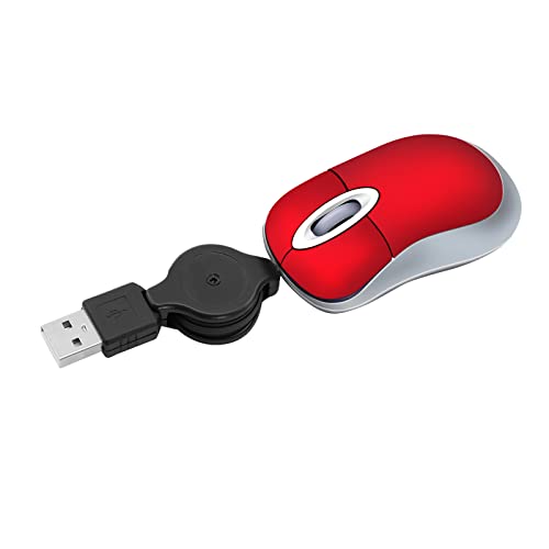 STAR-LINK Mini USB Kabelgebunden Maus Kleines Einziehbare Maus Mouse Tragbares USB Kabel Verdrahtetes Optische Gaming Reisemaus Mäuse für Computer PC Laptop Notebook Kids Office Desktop Rot von elec Space