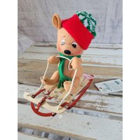 Annalee Bearing Down Rodeln Schlitten Home Display Weihnachtsdekor 8 In-Tall von elegantcloset21