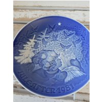 B&g Christmas Peace 9081 1981 Hunde Blau Teller Denmark Xmas Decorator von elegantcloset21