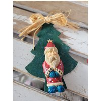 Baum Weihnachtsmann Land Volkskunst Ornament Weihnachten Urlaub Zuhause Dekor Vintage von elegantcloset21