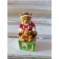 Block Bär Spielzeug Weihnachtsmann Ornament Weihnachtsfigur Baum Wohnkultur Vintage von elegantcloset21