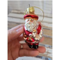 Feuerwehrmann Weihnachtsmann Hund Glas Ornament Weihnachtsbaum Urlaub Wohndekor Vintage von elegantcloset21