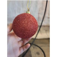 Glänzende Glitzer Rot Kugel Ornament Weihnachtsschaum von elegantcloset21