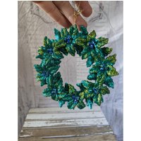 Grün Blauer Kranz Ornament Funkeln Bling Glitter Weihnachten Urlaub Baum Dekor von elegantcloset21