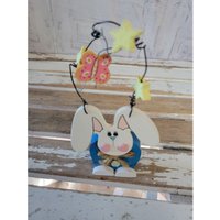 Hängender Mini-Kaninchen Osterhase Frühling Holz Wohndekor von elegantcloset21