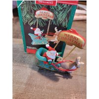 Hallmark 1991 Up N "Down Reise Ornament Weihnachtsdekor Weihnachtsmann Rentier von elegantcloset21