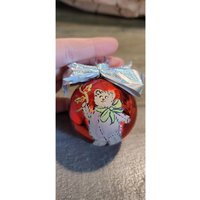 Handbemalte Rote Weihnachtskugel Ornament Teddybär Schleife Holiday Home Tree Decor von elegantcloset21