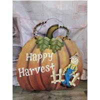 Happy Harvest Kürbis Vogelscheuche Herbst Schild Dekor von elegantcloset21