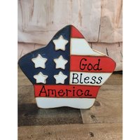 Hölzerne God Bless America Stern Flagge Dekor von elegantcloset21