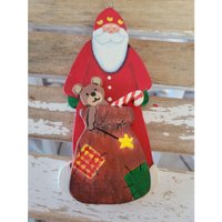 Hölzerne Vintage Weihnachtsmann Tasche Ornament Große Weihnachten Urlaub Baum Ornamente von elegantcloset21