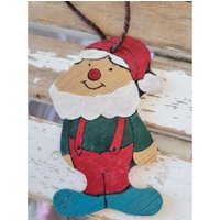 Holz Elfe Ornament Handbemalt Weihnachtsbaum Urlaub Wohndekor Vintage von elegantcloset21