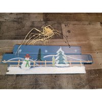 Holz Schneemann Schnee Baum Bauernhof Zaun Zeichen Heu Weihnachten Dekor von elegantcloset21