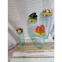 Horchow Gemüse Küche Kanister Set Gläser Aufbewahrung Nudeln Müsli Vintage von elegantcloset21