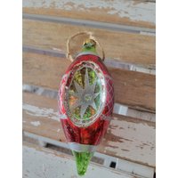 Keramik Scheune Reflektor Tropfen Glas Ornament Grün Rot Weihnachtsbaum von elegantcloset21