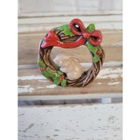 Keramik Vintage Kranz Häschen Ornament Weihnachten Urlaub Baum von elegantcloset21