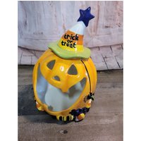 Kohls Halloween Keramik Kürbis Jack O Lantern Teelichthalter Süßes Oder Saures Spinne Süßigkeiten Dekor von elegantcloset21