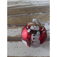 Kugel Schneemann Ornament Glas Land Volkskunst Weihnachten Urlaub Baum von elegantcloset21