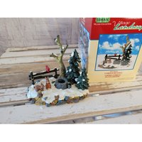 Lemax Neugierige Hasen Gut Kardinal Baum Wald Weihnachten Dorf Zubehör Dekor von elegantcloset21