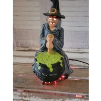 Leuchtende Keramik Hexe Halloween Hexenkessel Tisch Handwerk Urlaub Wohnkultur Selten von elegantcloset21