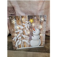 Licht Schneemann Holz Baum Schnee Sterne Glitzer Dekor Weihnachten von elegantcloset21