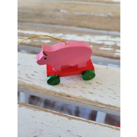 Mini Schwein Spielzeug Holzverzierung Scheune Bauernhof Weihnachtsbaum Urlaub Wohndekor Vintage von elegantcloset21