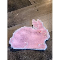 Rosa Weißer Hase Bauernhof Magnet von elegantcloset21