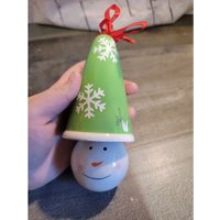 Schneemann Lächelndes Gesicht Grün Hut Schneeflocke Ornament Weihnachtsdekor von elegantcloset21