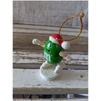 Vintage Grün M&m Schlittschuhläufer 1989 Figur Ornament Weihnachtsmann Baum von elegantcloset21