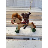 Vintage Holzpferd Spielzeug Bär Als Ornament Weihnachten Urlaub Baum von elegantcloset21