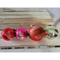 Vintage Kugel Ornament Rot Rosa Baum Glas von elegantcloset21