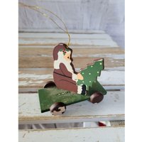 Weihnachtsmornin Holz Weihnachtsmann Baumwagen Spielzeug As Is Ornament Xmas Dekor Vintage von elegantcloset21