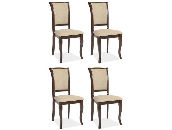 Casa Padrino Jugendstil Esszimmer Stuhl 4er Set Creme / Dunkelbraun 44 x 44 x H. 96 cm - Elegante Massivholz Küchen Stühle - Barock & Jugendstil Esszimmer Möbel von elegante