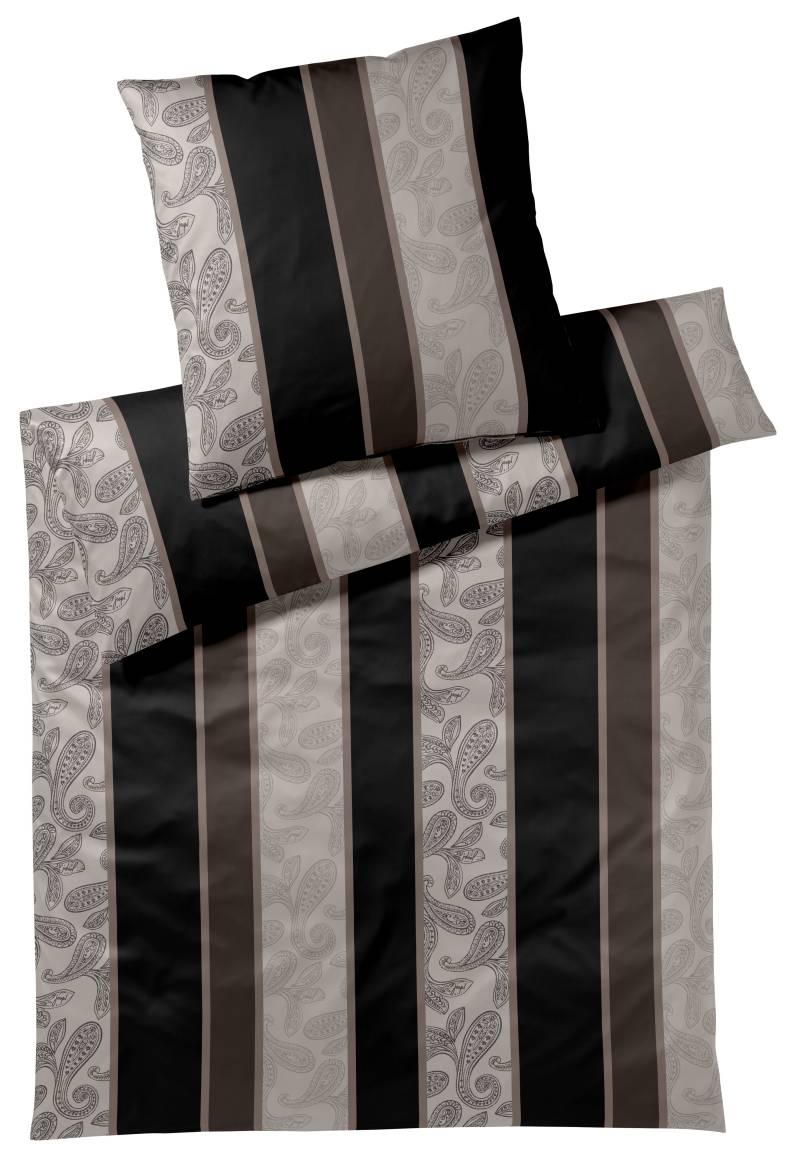 Elegante Bettwäsche Joop! 155x220 cm PAISLEY STRIPES in grau/schwarz/braun von elegante