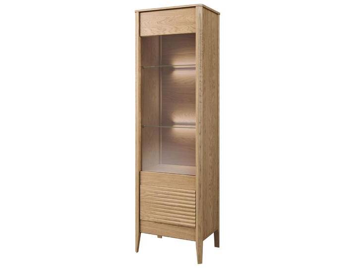 Elegante Vitrine Gorica 03, Türanschlag links, in Eiche Gold, mit LED-Beleuchtung und Soft Close System, 201 x 60 x 45 cm, teilmassiv, Antisol-Glas Elegante Vitrine Gorica 03, Türanschlag links, in Eiche Gold, mit LED-Beleuchtung und Soft Close System, 201 x 60 x 45 cm, teilmassiv, Antisol-Glas von elegante